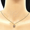 Juego de Arete y Dije de Adulto 10.284.0025.1 Oro Laminado, Diseño de Mariposa, con Granate Micro Pave, Pulido, Tono Dorado
