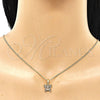 Juego de Arete y Dije de Adulto 10.284.0025.2 Oro Laminado, Diseño de Mariposa, con Multicolor Micro Pave, Pulido, Tono Dorado