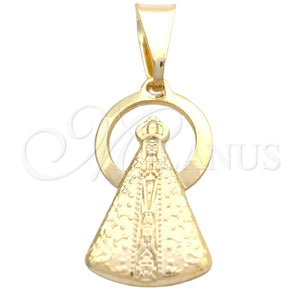 Dije Religioso 05.58.0010 Oro Laminado, Diseño de Caridad del Cobre, Pulido, Tono Dorado
