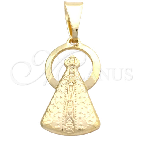 Dije Religioso 05.58.0010 Oro Laminado, Diseño de Caridad del Cobre, Pulido, Tono Dorado