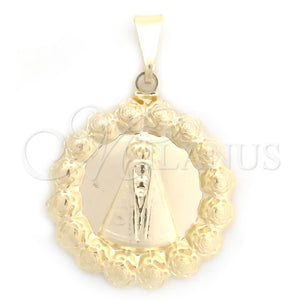 Dije Religioso 05.58.0011 Oro Laminado, Diseño de Caridad del Cobre, Pulido, Tono Dorado