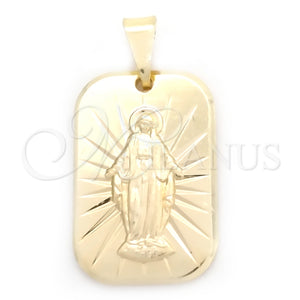 Dije Religioso 05.58.0012 Oro Laminado, Diseño de Medalla Milagrosa, Pulido, Tono Dorado