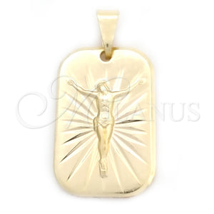 Dije Religioso 05.58.0014 Oro Laminado, Diseño de Jesus, Pulido, Tono Dorado