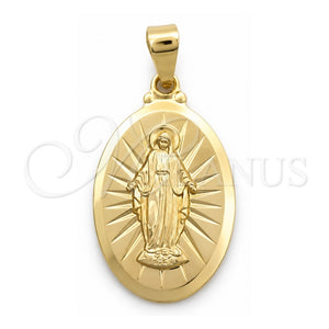 Dije Religioso 05.58.0015 Oro Laminado, Diseño de Medalla Milagrosa, Pulido, Tono Dorado