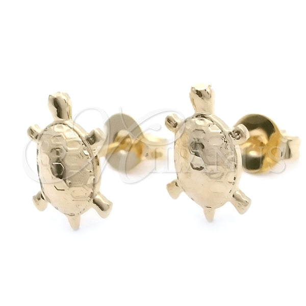 Arete Dormilona 02.58.0083 Oro Laminado, Diseño de Tortuga, Pulido, Tono Dorado