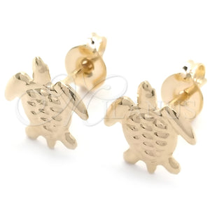 Arete Dormilona 02.58.0084 Oro Laminado, Diseño de Tortuga, Pulido, Tono Dorado