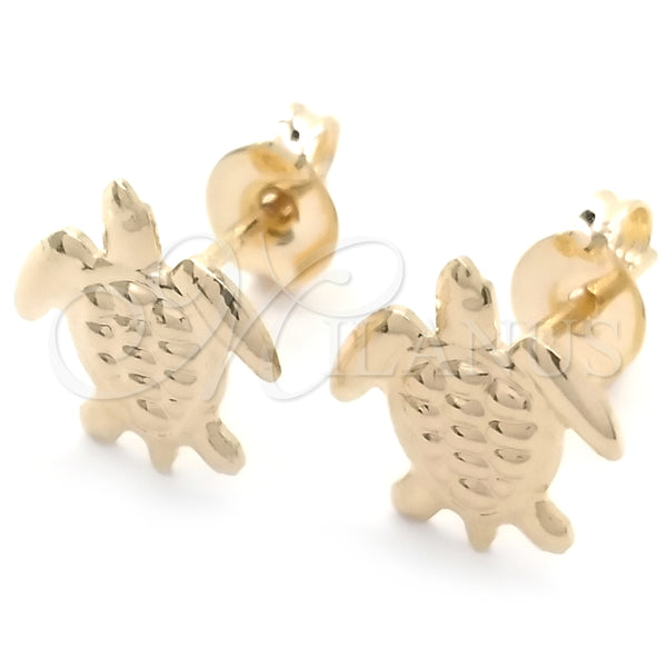 Arete Dormilona 02.58.0084 Oro Laminado, Diseño de Tortuga, Pulido, Tono Dorado