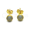 Arete Dormilona 02.156.0424.5 Oro Laminado, Diseño de Bola, con Aqua Azul Micro Pave, Pulido, Tono Dorado