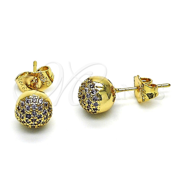 Arete Dormilona 02.156.0424.6 Oro Laminado, con Amatista Micro Pave, Pulido, Tono Dorado