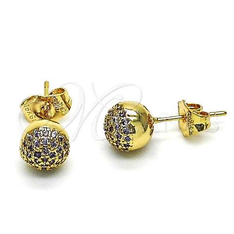 Arete Dormilona 02.156.0424.6 Oro Laminado, con Amatista Micro Pave, Pulido, Tono Dorado