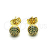 Arete Dormilona 02.156.0424.7 Oro Laminado, con Verde Micro Pave, Pulido, Tono Dorado