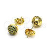 Arete Dormilona 02.156.0424.7 Oro Laminado, con Verde Micro Pave, Pulido, Tono Dorado