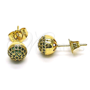 Arete Dormilona 02.156.0424.7 Oro Laminado, con Verde Micro Pave, Pulido, Tono Dorado