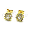 Arete Dormilona 02.342.0187 Oro Laminado, Diseño de Baguette, con Blanca Micro Pave and Blanca Zirconia Cubica, Pulido, Tono Dorado