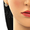 Arete Dormilona 02.342.0188 Oro Laminado, Diseño de Baguette, con Blanca Zirconia Cubica, Pulido, Tono Dorado