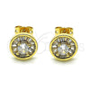Arete Dormilona 02.342.0188 Oro Laminado, Diseño de Baguette, con Blanca Zirconia Cubica, Pulido, Tono Dorado