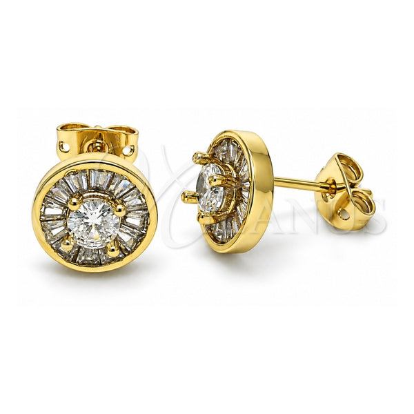 Arete Dormilona 02.342.0188 Oro Laminado, Diseño de Baguette, con Zirconia Cubica Blanca, Pulido, Tono Dorado