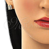 Arete Dormilona 02.342.0193 Oro Laminado, Diseño de Baguette, con Blanca Micro Pave and Blanca Zirconia Cubica, Pulido, Tono Dorado