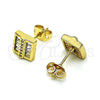 Arete Dormilona 02.342.0193 Oro Laminado, Diseño de Baguette, con Blanca Micro Pave and Blanca Zirconia Cubica, Pulido, Tono Dorado