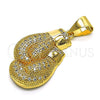 Dije Elegante 05.342.0083 Oro Laminado, con Blanca Micro Pave, Pulido, Tono Dorado