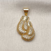 Dije Elegante 05.342.0083 Oro Laminado, con Blanca Micro Pave, Pulido, Tono Dorado