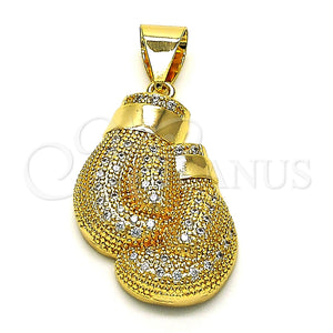 Dije Elegante 05.342.0083 Oro Laminado, con Blanca Micro Pave, Pulido, Tono Dorado