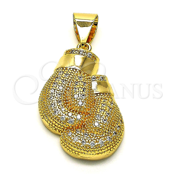 Dije Elegante 05.342.0083 Oro Laminado, con Blanca Micro Pave, Pulido, Tono Dorado