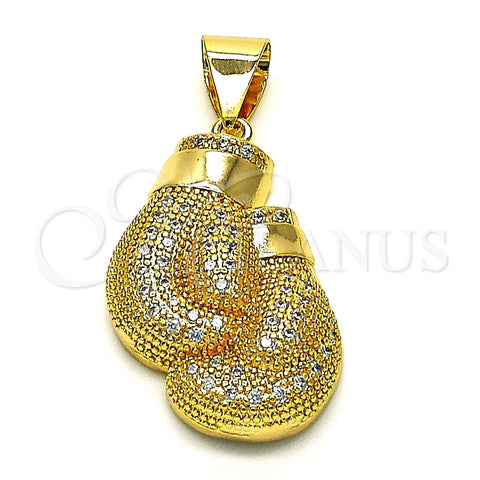 Dije Elegante 05.342.0083 Oro Laminado, con Blanca Micro Pave, Pulido, Tono Dorado