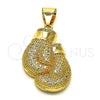 Dije Elegante 05.342.0083 Oro Laminado, con Blanca Micro Pave, Pulido, Tono Dorado