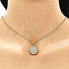 Juego de Arete y Dije de Adulto 10.342.0070 Oro Laminado, con Blanca Micro Pave, Pulido, Tono Dorado