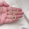 Juego de Arete y Dije de Adulto 10.342.0074 Oro Laminado, con Blanca Micro Pave, Pulido, Tono Dorado