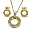Juego de Arete y Dije de Adulto 10.342.0074 Oro Laminado, con Blanca Micro Pave, Pulido, Tono Dorado