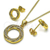 Juego de Arete y Dije de Adulto 10.342.0074 Oro Laminado, con Blanca Micro Pave, Pulido, Tono Dorado