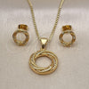 Juego de Arete y Dije de Adulto 10.342.0074 Oro Laminado, con Blanca Micro Pave, Pulido, Tono Dorado
