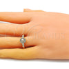 Anillo Multi Piedra 01.213.0028.07 Oro Laminado, Diseño de Elefante, con Blanca Micro Pave, Pulido, Tono Dorado (Size 7)