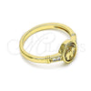 Anillo Multi Piedra 01.213.0028.07 Oro Laminado, Diseño de Elefante, con Blanca Micro Pave, Pulido, Tono Dorado (Size 7)