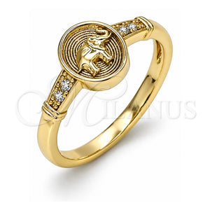 Anillo Multi Piedra 01.213.0028.07 Oro Laminado, Diseño de Elefante, con Blanca Micro Pave, Pulido, Tono Dorado (Size 7)