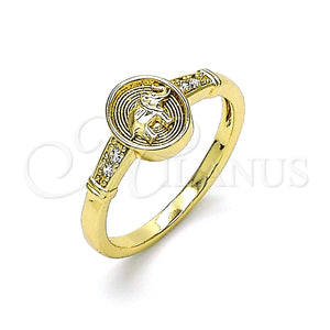 Anillo Multi Piedra 01.213.0028.08 Oro Laminado, Diseño de Elefante, con Blanca Micro Pave, Pulido, Tono Dorado (Size 8)