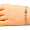 Pulsera Elegante 03.213.0143.1.07 Oro Laminado, Diseño de Ojo Griego, con Granate Zirconia Cubica and Blanca Micro Pave, Pulido, Tono Dorado (100 Gauge, 04 MM Thickness, 7 Inches Length)