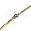 Pulsera Elegante 03.213.0143.1.07 Oro Laminado, Diseño de Ojo Griego, con Granate Zirconia Cubica and Blanca Micro Pave, Pulido, Tono Dorado (100 Gauge, 04 MM Thickness, 7 Inches Length)