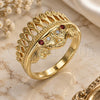 Anillo Multi Piedra 01.185.0019.09 Oro Laminado, con Zirconia Cubica Granate y Blanca, Pulido, Tono Dorado (Tamaño 9)