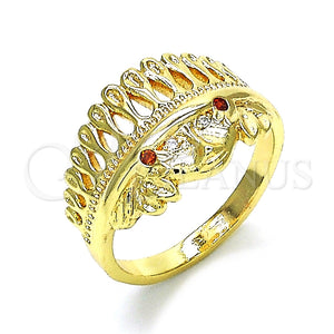 Anillo Multi Piedra 01.185.0019.09 Oro Laminado, con Granate and Blanca Zirconia Cubica, Pulido, Tono Dorado (Size 9)