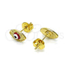 Arete Dormilona 02.213.0398 Oro Laminado, Diseño de Ojo Griego, Esmaltado Rojo, Tono Dorado