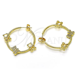 Argolla Mediana 02.210.0708.30 Oro Laminado, Diseño de Osito, con Blanca Micro Pave, Pulido, Tono Dorado