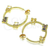 Argolla Mediana 02.210.0708.1.30 Oro Laminado, Diseño de Osito, con Multicolor Micro Pave, Pulido, Tono Dorado
