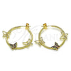Argolla Mediana 02.210.0709.1.30 Oro Laminado, Diseño de Mariposa, con Multicolor Micro Pave, Pulido, Tono Dorado
