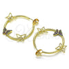 Argolla Mediana 02.210.0709.1.30 Oro Laminado, Diseño de Mariposa, con Multicolor Micro Pave, Pulido, Tono Dorado