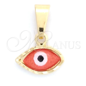 Dije Elegante 05.32.0088.2 Oro Laminado, Diseño de Ojo Griego, Esmaltado Rojo, Tono Dorado
