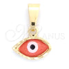 Dije Elegante 05.32.0088.2 Oro Laminado, Diseño de Ojo Griego, Esmaltado Rojo, Tono Dorado