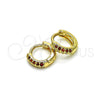 Argolla Huggie 02.195.0111.2.10 Oro Laminado, con Granate Micro Pave, Pulido, Tono Dorado